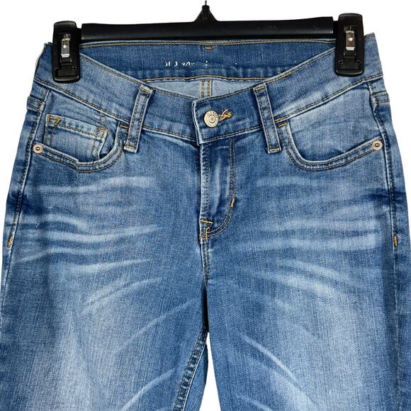 Old Navy SZ 0R Boyfriend Straight Crop Jeans Stretch Whiskered Low-Rise Blue - Picture 2 of 9